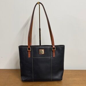 Dooney & Bourke Black Tote with Tan Straps